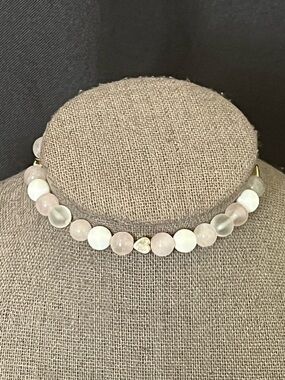 Delicate Pink and White Beaded Women's Bracelet